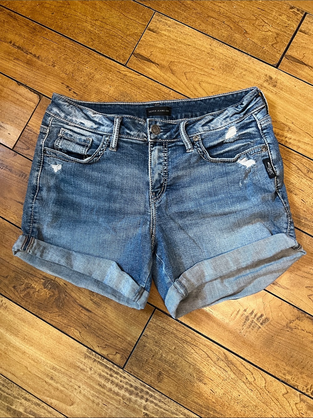 Silver boyfriend shorts